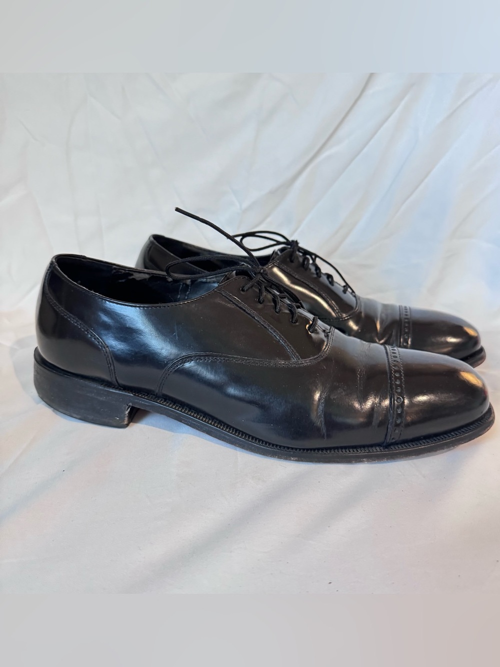 Classic Florsheim Mens Lexington Cap Toe Oxfords in Black Leather Sz 10.5 D
